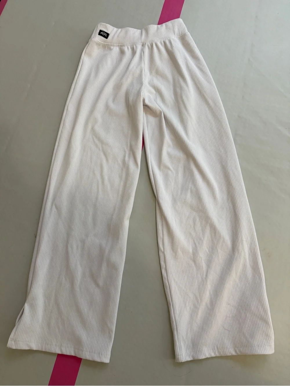 Tiger Friday Wide-Leg Ribbed Bottoms in White